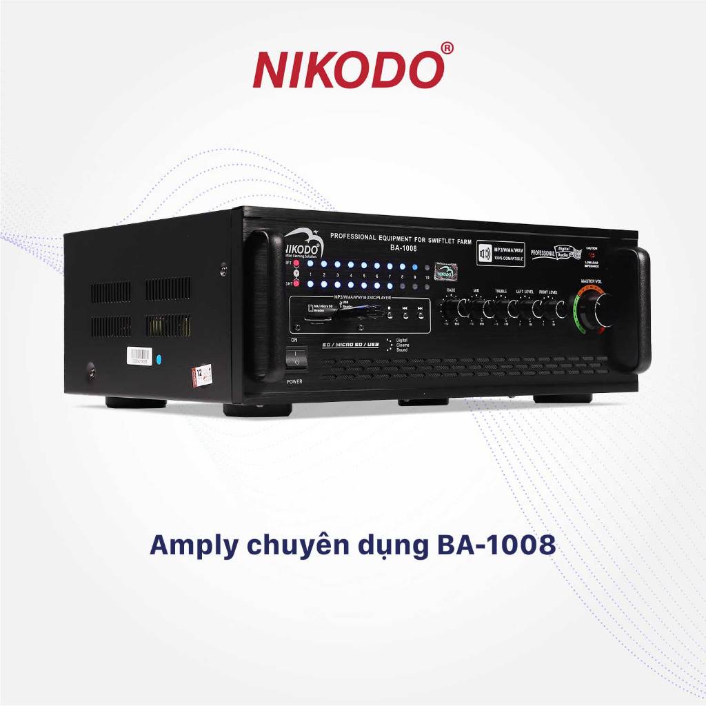 Amply nhập khẩu chính hãng Nikodo BA 1008 chuẩn Malaysia tải 1200 loa ru