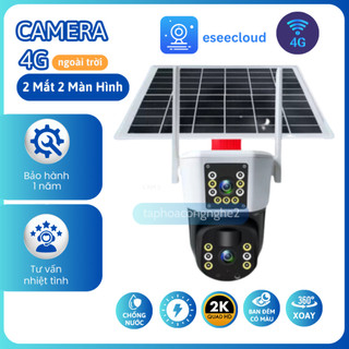 Camera 4G ESEECLOUD Sử Dụng Năng Lượng Mặt Trời, 2 Mắt 2 MH, FullHD, Đàm Thoại 2 Chiều - BH 12 Tháng