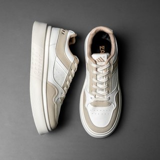 Giày Thể Thao Nam QC23,Giày Nâu Trắng Châu Sneaker Đế Cao Su Non Hàng Trung C.Cấp