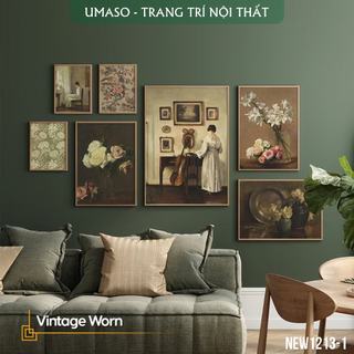 Tranh canvas decor phong cách vintage NEW1213-1, tặng kèm đinh treo