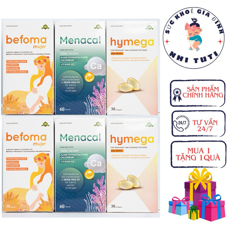 ✅ Bộ 3 BEFOMA + MENACAL + HYMEGA- Bổ sung Sắt- Canxi- DHA đầy đủ dưỡng chất cho mẹ bầu