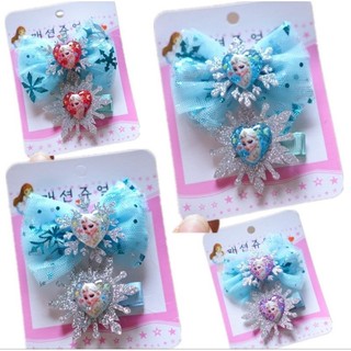 Set 2 kẹp tóc bé gái hình bông tuyết công chúa elsa dễ thương