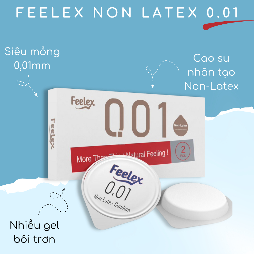 Bao cao su Non latex Feelex 001 siêu mỏng - hộp 2 chiếc