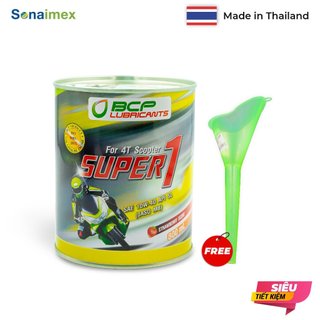 Nhớt Xe Tay Ga BCP SUPER 1 Thái Lan 10W40 Lon 800mL Tặng Phễu Thay Nhớt/Đánh Bóng Xe Máy/Mỡ Bò