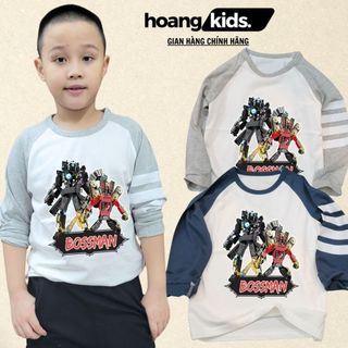  Áo thu đông dài tay cho bé trai hoạt hình speakerman skibidi toilet cotton dài tay size từ 12 đến 30kg HOANGKIDS 