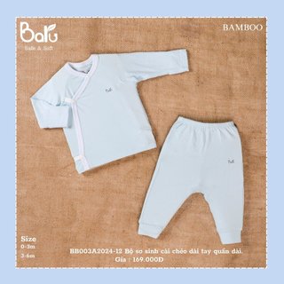 Bộ sơ sinh cài chéo dài tay quần dài