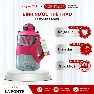 Bình Nước Thể Thao 2200ml La Fonte – Dung Tích Lớn – Có Quai Đeo & Ống Hút – Nhựa Không BPA – Gym, Dã Ngoại, Văn Phòng