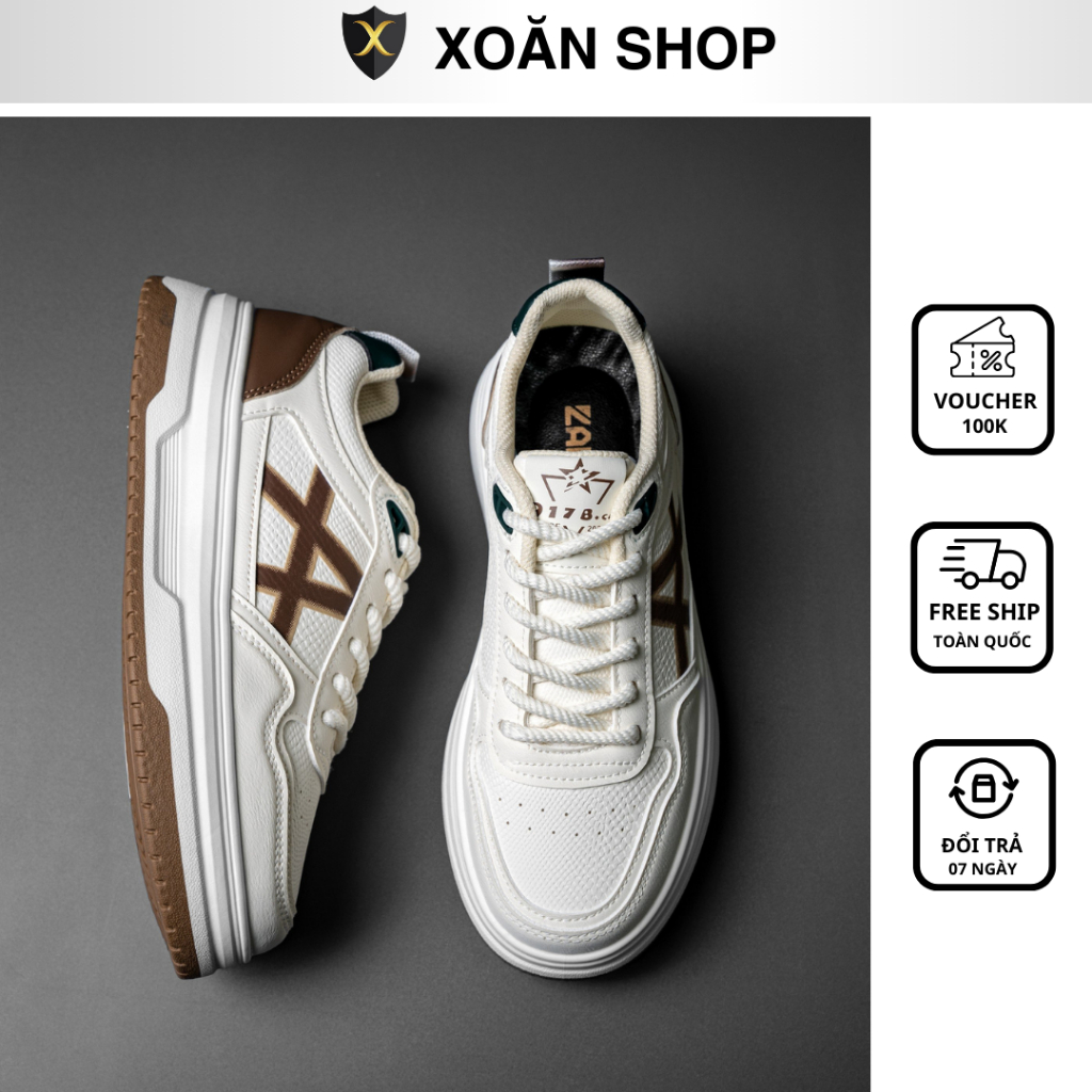 Giày Thể Thao Nam XOĂN SHOP Đế Cao 4cm Êm Chân Chất Da Siêu Xịn Hàng Trung C.Cấp Full Box Bill Tất QC22