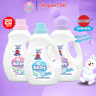 Nước giặt xả mẹ và bé ABBY Organic 1100ml an toàn cho bé, sạch vết bẩn