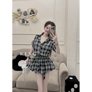 Váy sơmi chân bồng thắt eo có quần bảo hộ rời