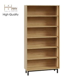 Happy furniture , kệ sách 6 tầng tích hợp đèn led chân sắt - caty , ksa_015_led , 90cm x 30cm x 180cm