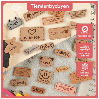 ( SET 10 chiếc ) Tự Làm Quần Áo Giày Mũ Phụ Kiện Hành Lý Chữ Cái Tiếng Anh Da Nhãn Vải Dán Miếng Dán Miếng Dán