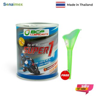 Nhớt Xe Máy BCP SUPER 1 Thái Lan 15W40 Lon 800mL Tặng Phễu Thay Nhớt/Đánh Bóng Xe Máy/Mỡ Bò