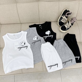 Bộ ba lỗ bé trai bé gái ,Bộ sát nách bé trai chất cotton mềm mát in chú chó SN09 từ 6-27kg Kangmin kids