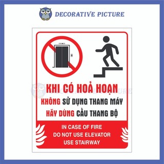 Biển Cảnh Báo Khi Có Hoả Hoạn Không Sử Dụng Thang Máy Hãy Dùng Cầu Thang Bộ