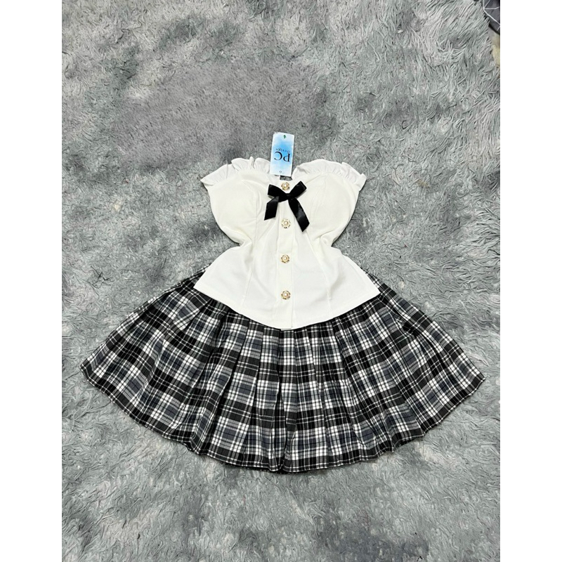 Set Áo Ống Croptop Cúp Nơ Viền Bèo Lụa Thái + Chân Váy Caro Kẻ Sọc Có Lót Quần | BigBuy360 - bigbuy360.vn