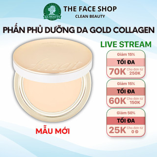 Phấn phủ trang điểm The Face Shop dưỡng da chống nắng fmgt Gold Collagen Ampoule Two Way Pact 9.5g SPF40 PA++
