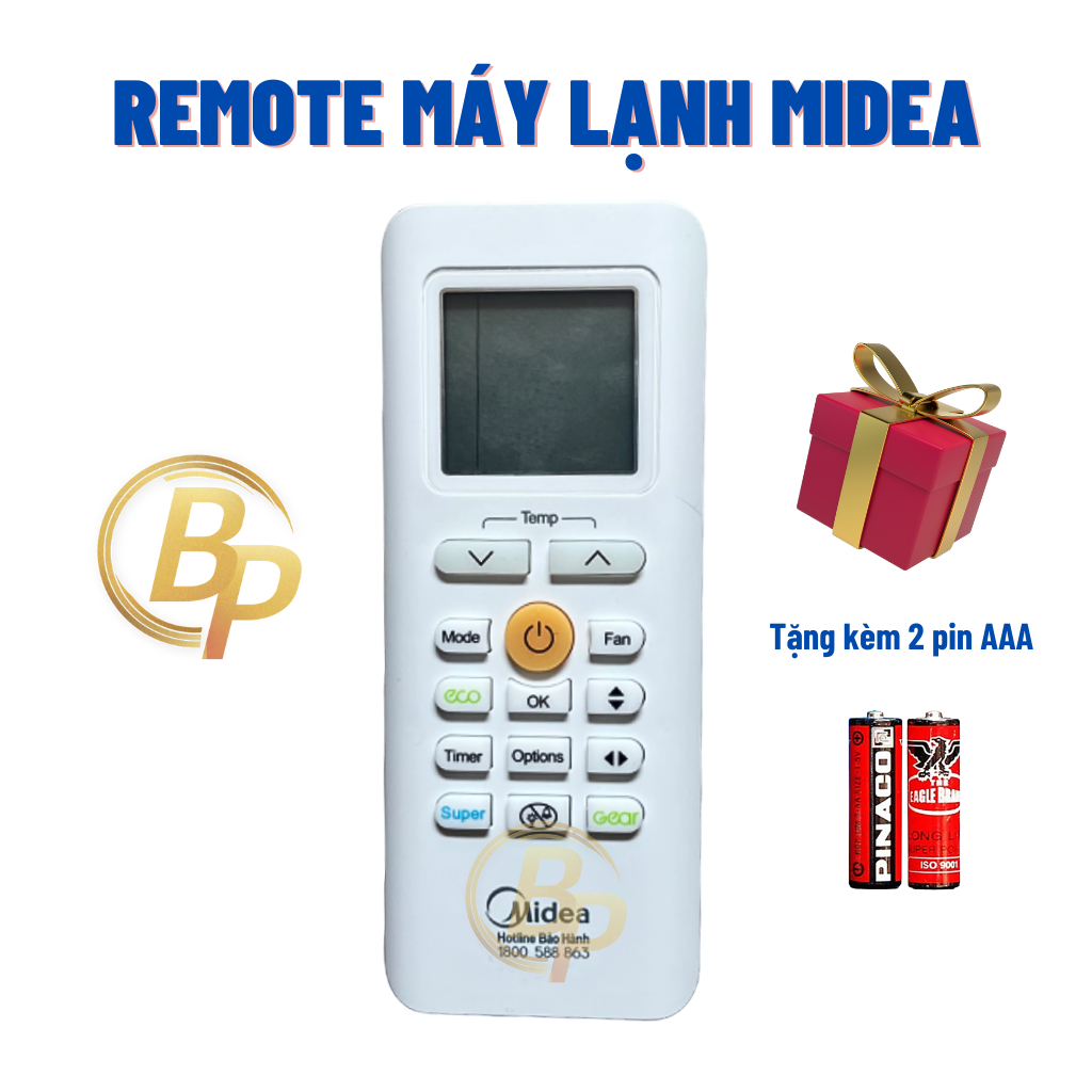 Remote máy lạnh Midea Nút vàng - Điều khiển điều hoà Midea - Mốt Midea