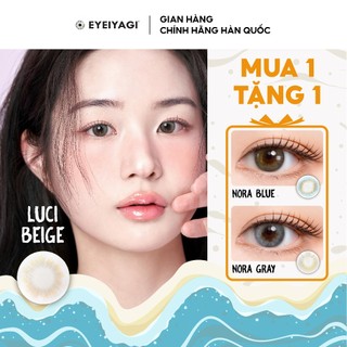  Kính áp tròng EYEIYAGI tone xám vàng Luci Beige lens cận 3 tháng độ cận 0-8 DIA 14.2mm
