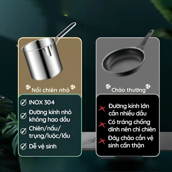 Nồi Chiên Ngập Dầu Inox 304 Có Giá Lọc, Quánh Inox Nấu Cháo, Nấu Sữa Cho Bé Dùng Mọi Loại Bếp Chống Gỉ An Toàn X552 | BigBuy360 - bigbuy360.vn