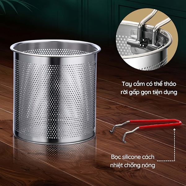 Nồi Chiên Ngập Dầu Inox 304 Có Giá Lọc, Quánh Inox Nấu Cháo, Nấu Sữa Cho Bé Dùng Mọi Loại Bếp Chống Gỉ An Toàn X552 | BigBuy360 - bigbuy360.vn