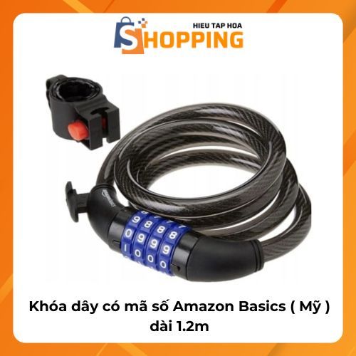 Khóa dây có mã số Amazon Basics ( Mỹ ) dài 1.2m