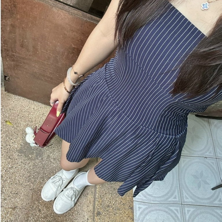 (KÈM MÚT NGỰC) Đầm cúp ngực kẻ sọc dáng ngắn xếp ly NANA DRESS | BigBuy360 - bigbuy360.vn