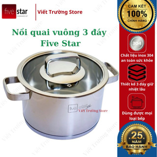 Nồi Inox 304 nắp kính Fivestar quai vuông 16-18-20-24CM