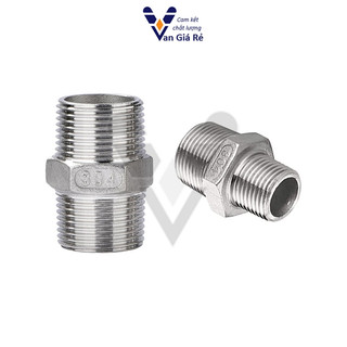 (đủ size) Kép inox - Nối 2 đầu ren ngoài ống nước phi 13 17 21 27 34