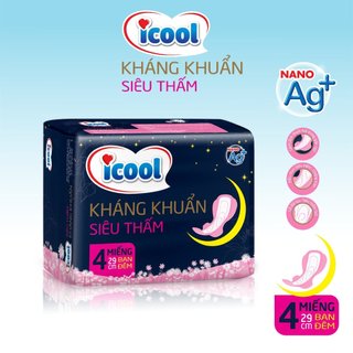 Băng vệ sinh NYNA ban đêm siêu thấm kháng khuẩn 29cm. BVS đêm có cánh siêu mềm siêu thấm, chống tràn