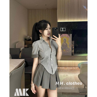 Sét  váy xếp  ly váy cổ  sơmi