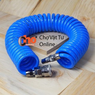 Dây hơi xoắn 8mm (màu xanh) 6m, 9m, 12m,15m chịu áp lên đến 45kgf/cm2 - Ống hơi xoắn Việt Nam