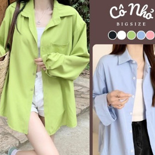 Áo sơ mi bigsize nữ tay dài có túi basic thời trang công sở form