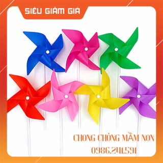 Chong chóng cây nhiều màu, chong chóng cầm tay 4 cánh, chong chóng que trang trí