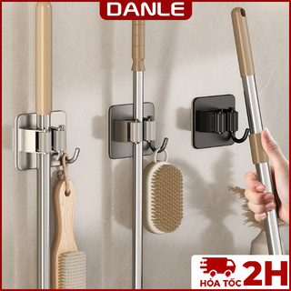  Móc kẹp chổi cây lau nhà Danle inox 304 treo đồ đa năng lắp đặt bằng keo dán đi kèm keo dán miễn phí  DL 0204  