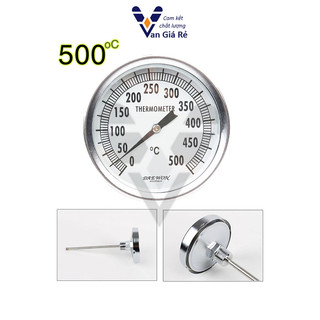 Đồng hồ đo nhiệt độ lò hơi nồi hơi công nghiệp 500 độ, Đồng hồ đo nhiệt độ cơ lò hơi, lò sấy, lò nướng, công nghiệp