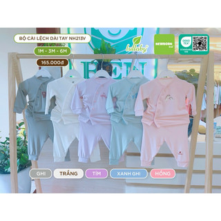Bộ dài tay cài lệch Lullaby chất bambo cho bé sơ sinh