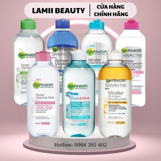 Tẩy trang garnier skin active các màu/mizellen reinigungs wasser all-in-1 50ml/400ml - lamii beauty