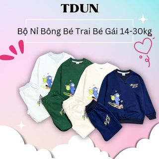 Bộ nỉ bông bé trai bé gái TDUN chất nỉ bông mềm nhẹ ấm co giãn tốt in hình nhiều màu size 14-30kg NB024