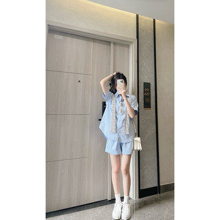 ( KÈM KHĂN ) Set sơ mi oversize, set sơ mi quần đùi gập gấu Samhyewear Thời Trang Nữ