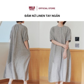 Đầm nữ linen tay ngắn muji