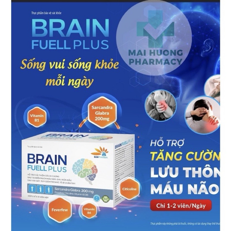 Brain Fuell Plus hộp 60 viên vỉ nhôm - Hỗ trợ hoạt huyết, tăng cường tuần hoàn, giảm đau đầu chóng m