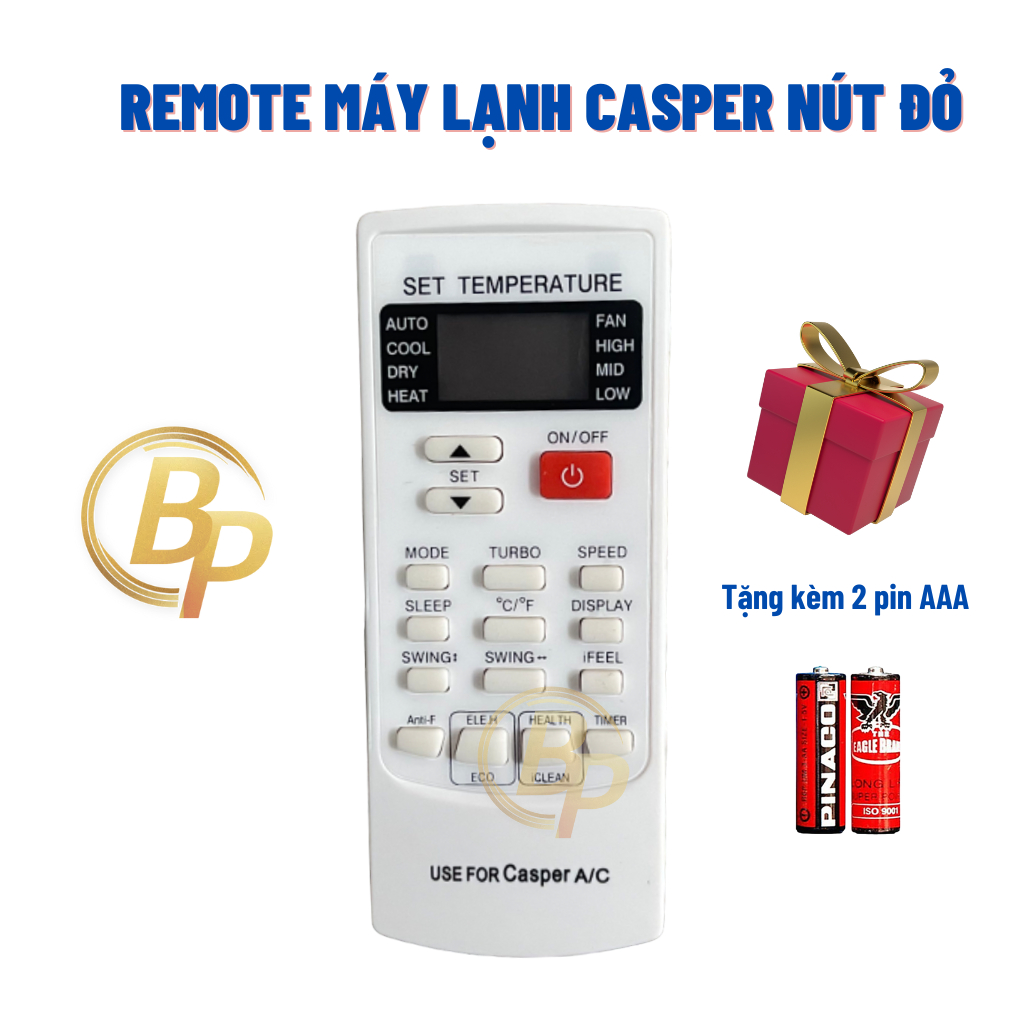 Điều Khiển Điều Hòa Casper Nút đỏ-Remote Máy Lạnh Casper - Remote Casper