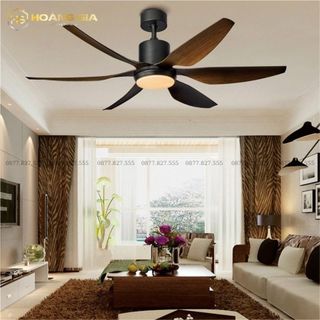 Quạt Trần Đèn - Quạt Đèn Trang Trí Phòng Khách 6 Cánh 6 Số Đảo Chiều - Điều Khiển Từ Xa