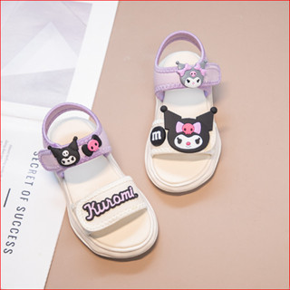 Dép Quai Hậu Kuromi Dép Đi Học Đế Bánh Mì Quai Dán Phối Màu Cho Bé Gái 2-15 Tuổi K101