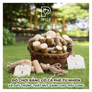 Pet Chew Stick - Đồ chơi cho thú cưng thắt nút bằng gỗ cà phê và dây thừng 2 cục