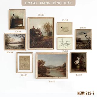 Tranh canvas decor phong cách vintage NEW1213-7, tặng kèm đinh treo