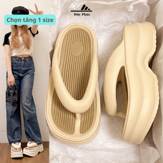 Dép tông kẹp ngón nữ bản Phối Màu, Dép xỏ ngon nữ đế 2 màu độn 5cm Đức Phúc Chọn tăng 1 size