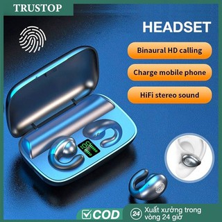 Trustop Tai Nghe Dẫn Truyền Qua Xương Kẹp Vành Tai, Tai Nghe Bluetooth Chất Lượng Cao Mới Nâng Cấp- An Toàn Cho Màng Nhĩ
