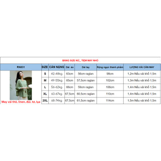 RN831_Rập giấy may áo kiểu raglan nữ